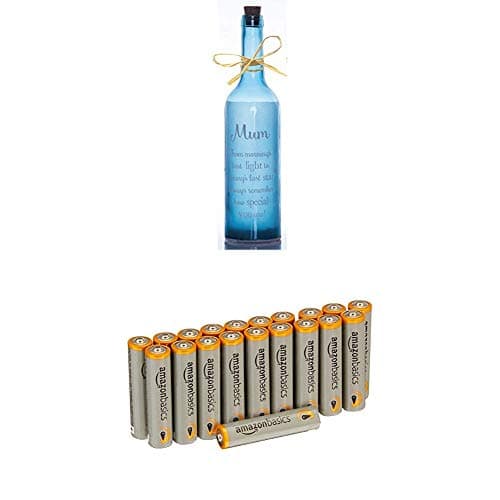 Boxer Mum-Starlight Bottle, Purple & Amazon Basics AAA Performance Alkaline Batteries [Pack of 20] - Packaging May Vary