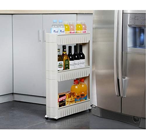 LridSu Kitchen Finishing rack Storage Shelf Removable Kitchen Tower Rack Slide Out Slim Shelving Unit Organizer for Narrow Spaces Laundry,Bathroom Shelf with wheels Durable Shelves (Color : 3tier)