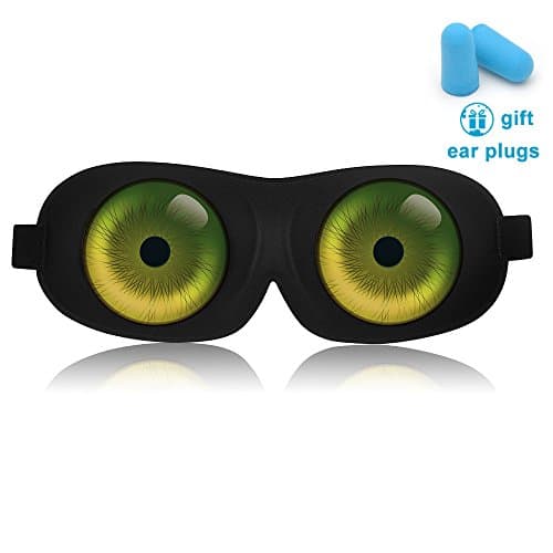 Unique 3D Sleep Mask With Sci-Fi Angel Eye Labeling, Adjustable Strap Ultra lightweight &amp; Comfortable Sleeping eyeshades for Travel, Nap, Shift Works (Green eye)