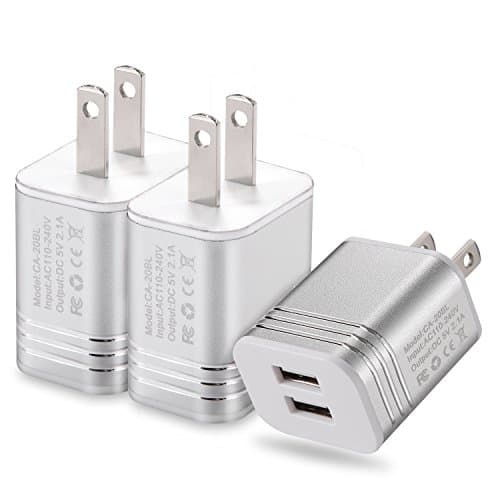 Wall Charger, STELECH USB Plug 3-Pack 2A/10W Power Adapter Fast Charger for iPhone 7 6 Plus 6S 5S 5 4S 4 [Silver]