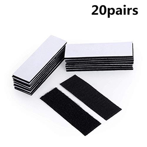 Strong Tape Hook Loop, Interlocking Tape, 20pcs Self Adhesive Removable Wall Fastener Double Sided Adhesive Sticky Mounting Tape for Home Office Black