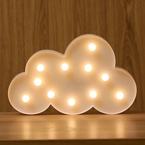 11 LED Cloud Letter light Kids Gift Light Up 3D Marquee Night light Lamp Battery (White)