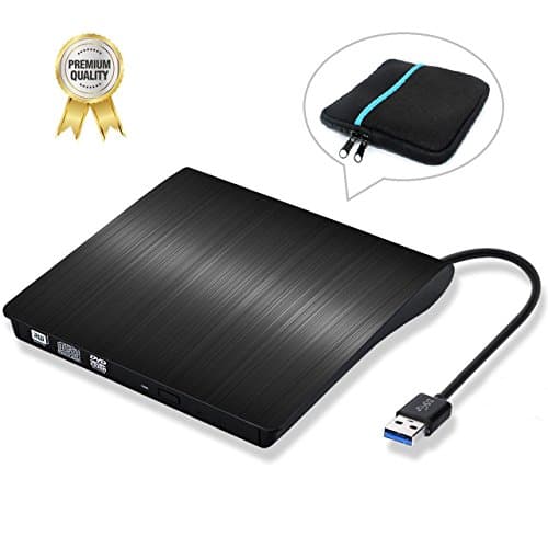 CD Drive External DVD Drive USB High Speed Data Transfer DVD+/-RW Writer Burner Rewriter DVD CD ROM 3.0 Slim Drive(CD-24X DVD-8X) for Apple Macbook Pro Windowsxp/7/ 8/10 Laptop PC, Carrying Case Bag