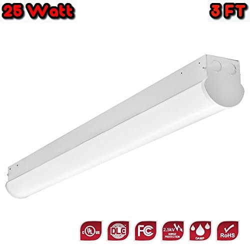 3' Foot Covered LED Strip Light by Cost Less Lighting - 25 Watt - 4000 Kelvin - 3,250 Lumens - Replaces Fluorescent Strips - Perfect for Schools, Hospitals, Offices, &amp; Stores - 5 YR Warranty