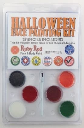 Ruby Red Paint Face Paint, 2ML X 6 Colors - Clam Halloween with Stencil