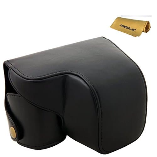 DigiRole "Ever Ready" Leather Camera Case, Bag for Sony Alpha A6000 , A6300 (Black) with Tempered Glass Screen Protector
