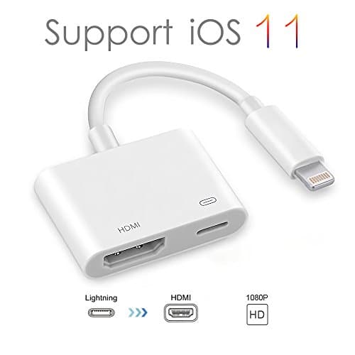 Lightning to HDMI, Lightning Digital AV Adapter with Lightning Charging Port for HD TV Monitor Projector 1080P for Select iPhone, iPad and iPod Models