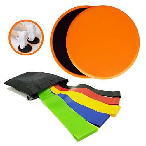 Hifans Core Sliders 2 &amp; 5 Exercise Resistance Loop Bands for Abs Fitness and Total Body, Impact Exercises Home Equipment(Orange)