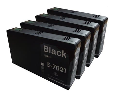 4 Compatible Black Printer Ink Cartridges to replace Epson T7021 for Epson WorkForce WP-4535 DWF WP-4025 WP-4000 Series WP-4545 DTWF WP-4015 DN WP-4525 DNF WP-4515 WP-4500 WP-4595 WP-4095 - XL High Capacity