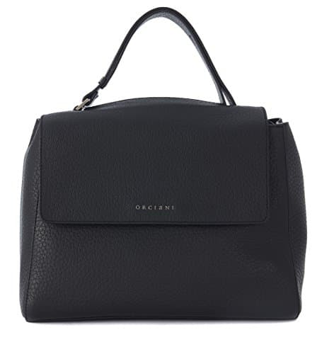 Orciani Orciani Black Tumbled Leather Handbag Black