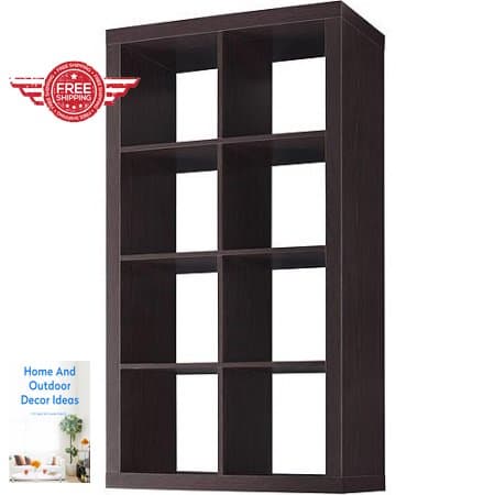 BOOKCASE WITH EIGHT SQUARE OPENNINGS ESPRESSO COLORED &amp; E-BOOK BY MY FAVORITE SHOP 22.