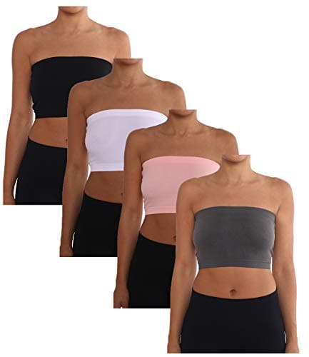 AEKO Women's Combo Pack One Size Strapless Base Bra Layer Bandeau Seamless Tube Top Regular and Plus Sizes