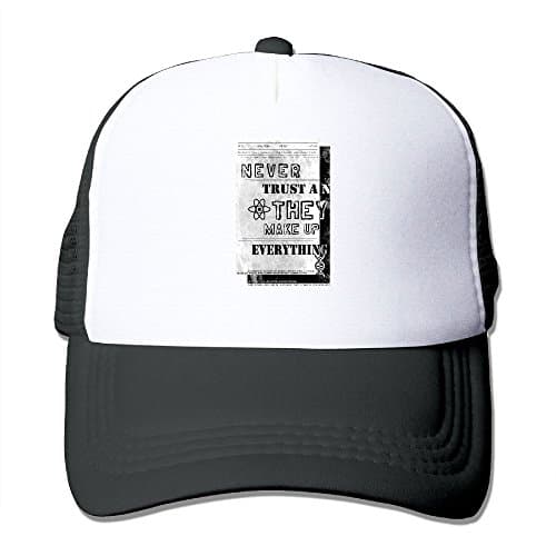 POIWRI Never Trust An Atom They Make Up Everything 2 Sun-proof Adjustable Printing Snapback Mesh Hat Baseball Mesh Cap Trucker Hat