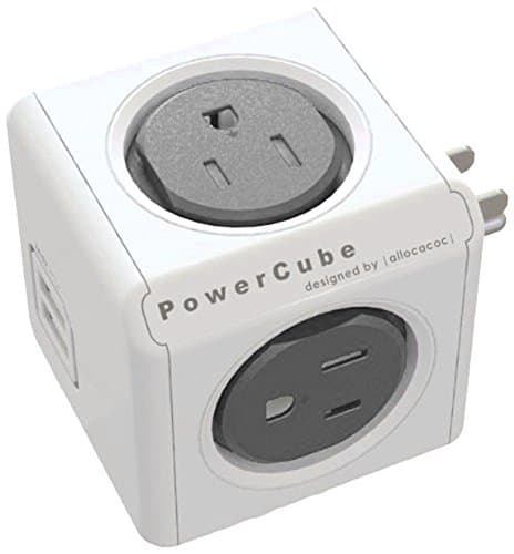 PowerCube [Newest Version] USB, Surge Protector, Electric Outlet Wall Adapter Power Strip with 4 outlets, Dual USB Port 4220GY/USOUPC