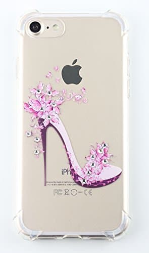 CXKJ iPhone 7 Plus Case, [Shockproof] Scratch-Resistant Soft Flexible TPU Gel Protective Cover Case with Glitter Bling Rhinestone Diamond for iPhone 7 Plus 5.5 inch (High Heel Shoes)