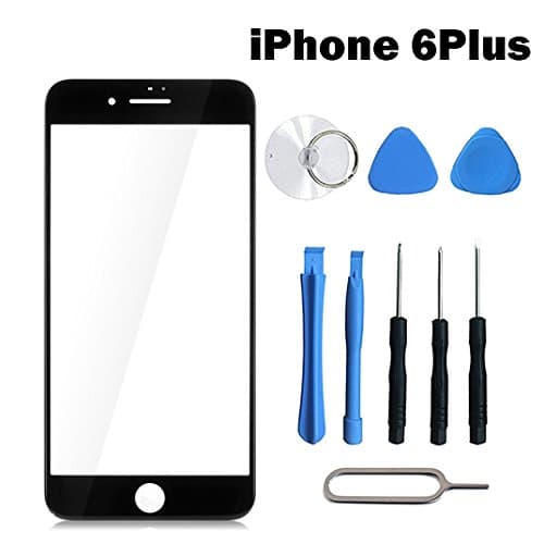 5.5 Inch iPhone 6 Plus / 6s Plus Broken Screen Front Outer Lens Glass Screen Display Touchscreen Replacement Repair Kit Tools / Adhesive Sticker Tape / Lens (Black)
