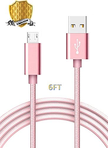 Micro USB Cable, Nylon Braided Android Charger Cord High Speed USB2.0 Sync Charging Cables Rose Gold Compatible Samsung, HTC, Motorola, Nokia, Google, Android Tablets(6FT 1PACK)