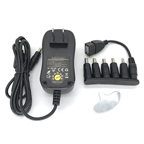 Kabel leader Universal AC/DC Adapter Multi-Voltage Regulated Switching Power Supply with 6 Selectable Adapter Plugs, for 3V to 12V Home Electronics and USB Charging Devices - 2Amps Max