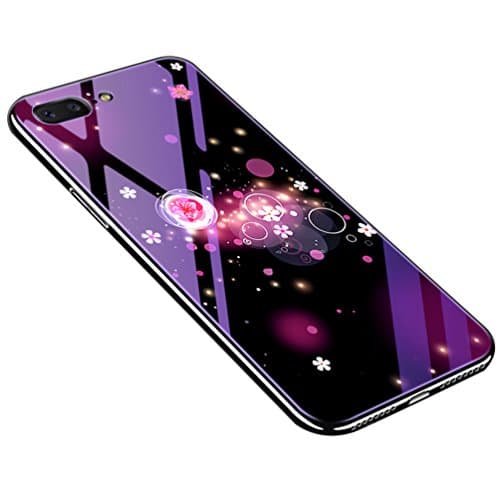 iPhone 7 Plus Case, iPhone 8 Plus Case, 5.5 Inch Tempered Glass Back Soft TPU Bumper Anti-Drop Cover for Apple iPhone 7 Plus/ 8 Plus for Women Girl (florets)