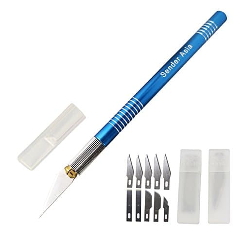 Multi-Purpose Precision Utility Craft Knife,for Art Working Cutting，Carving,Trimming,Chiseling,with Cap and Extra 10-Piece Blades
