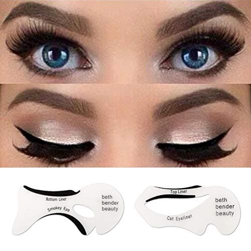 Moonnight Store 2pcs Eyeliner Stencil Kit Eyebrows Model Guide Template Reusable Eye Shadow Frames Card Professional Women Eyebrow Makeup Tools