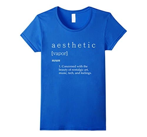 Women's a e s t h e t i c v a p o r definition t-shirt. Small Royal Blue