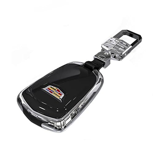 DeAutoBug 3 Buttons Smart Car key Chain KeyChain Ring Case bag Cover Fob Skin Coin Holder Metal Hook for Cadillac XT5 2017 (Black)