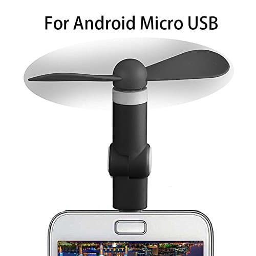 Android Cell Phone Fan, Rowell Phone Fan Micro USB 180°Rotating Powerful Portable Cell Phone Fan USB for Android Samsung Galaxy Note 4 / Note 5 / Galaxy S7 / S8 and Other Smartphones (Black)