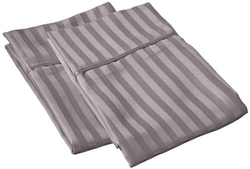 1500 Series 100% Brushed Microfiber Standard Pillowcase Set Stripe, Silver - Super Soft and Wrinkle Resistant