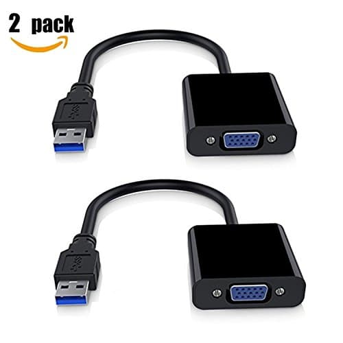 2PC USB 3.0 to VGA Adapter Multi-display Video Converter - PC Laptop Windows 7 8 and more (Black)