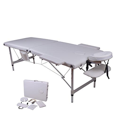 Professional Portable Folding Massage Table Spa with Carrying Bag and Additional Accessories (White-2)