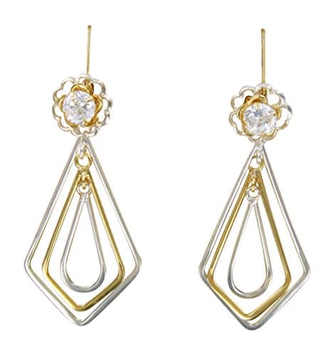 Convertiblez Triple Triangle Dangle Earring Jacket and Stud Set in Two Tone