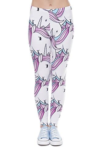 PINK PLOT Women's Buttery Soft Basic Leggings Pants High Stretchy &amp; Skinny (Unicorns, One Size-Fit XS-L)