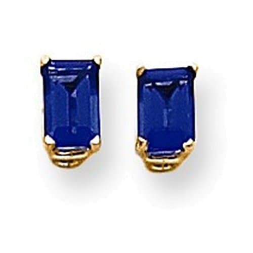14k 6x4mm Emerald Cut Sapphire earring