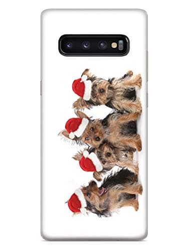 Inspired Cases - 3D Textured Galaxy S10 Plus Case - Rubber Bumper Cover - Protective Phone Case for Samsung Galaxy S10 Plus - Cute Christmas Yorkies