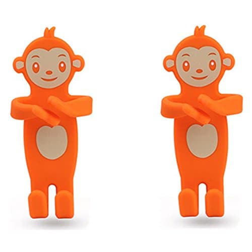 JINGRAN Home Use Silicone Cell Phone Holder Remote Control Holder Wall Outlet Decoration Holder-2 Packs (Orange Monkey)