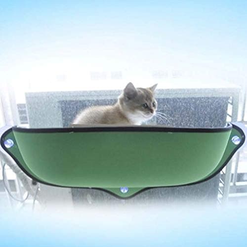 Cat Window Bed, Cat Window Perch,Cat Car Hammock Mount Lounger with 4 Suction Cups Cat Resting Sofa Safe Sunbath cat Perch Window for Cats 26 kg,Healthy and Non-Toxic, Sunscreen Heat (Green)