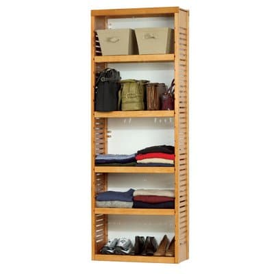 Standard 12" Deep Stand Alone Shelf Tower Frame in Honey Maple