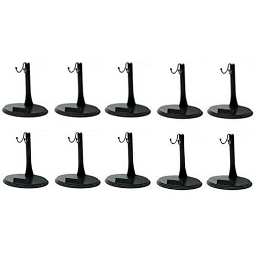 1/6 Scale Action Figure Base Display Stand U Type for 12 inches Hot Toys, Detachable, Adjustable Height, Black, Pack of 10