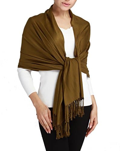 Butterfly Rose Silky Soft Solid Premium Pashmina Shawl Wrap Scarf Stole 78"x 29" (Coffee)
