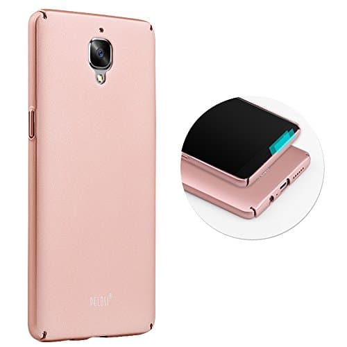 New Smooth Surface Hard Shell Slim Back Cover Case &amp; Screen Protector for Oneplus 3 Three 1+ Cell Phone (Rose Gold)