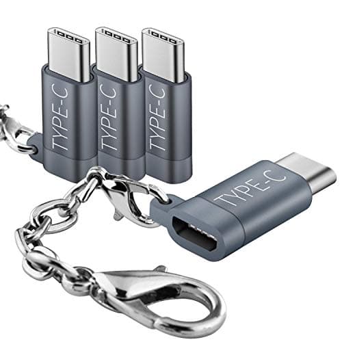 USB Type C Adapter,4-Pack USB-C to Micro USB Adapter Convert Connector with Keychain Charger for Samsung Galaxy S9/ S9 Plus/S8/S8 Plus/Note 8/HTC/LG/Pixel MacBook Pro More by DRUPA
