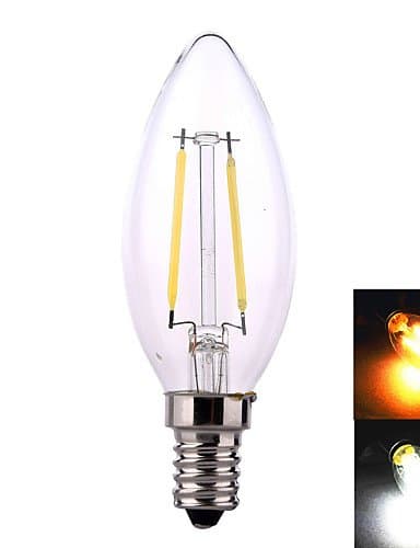 E14 / E26/E27 4 W 2COB 320 Warm White / Natural White LED Candle Bulbs AC 220-240 V , warm white-e26/e27