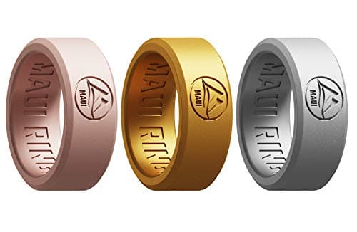 MAUI RINGS Silicone Wedding Ring for Men Solid Style Engagement Rings Silicone Wedding Band for Men Mens Ring Men Wedding Band Safe Ring for Athletes Sport Gym