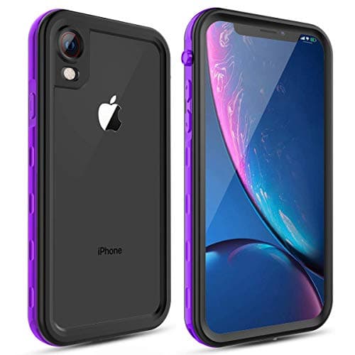 Case for Apple iPhone XR, Full-Body Protective Slim Case with Built-in Screen Protector Waterproof Shockproof Snowproof Clear Cover Case for iPhone XR (6.1 Inch) (Purple)