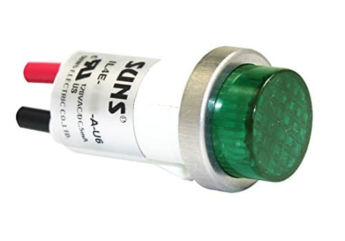 Suns IL4E-24E-G-U6 LED 1/2" Green Indicator Light Raised 24V Wire Ideal