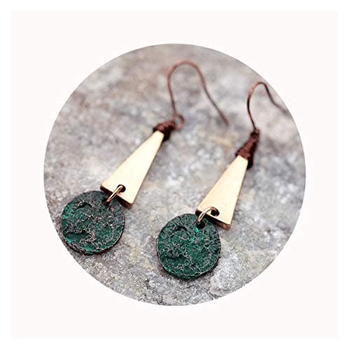 Defiro Boho Drop Coin Earring Round Dangle Hoops Handmade Retro Geometry Earring Copper Wire Women Jewelry
