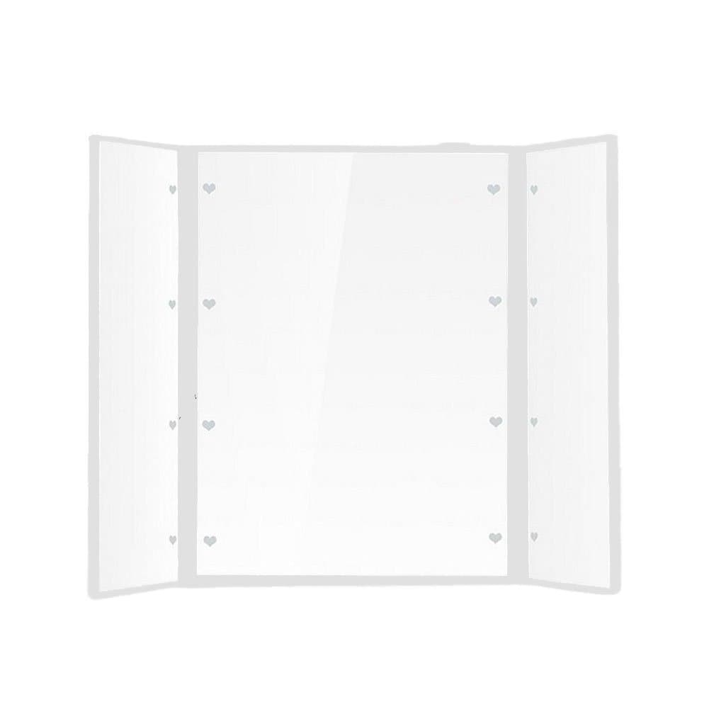 RightOn Tri-Fold Lighted Heart-Shape Led Mirror Compact Pocket Makeup Mirror with 8 LED Lights (White)