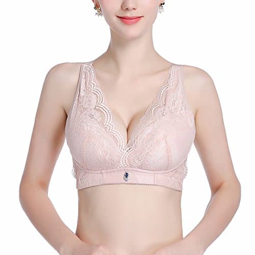 SUITEASY Women Wireless Full Cup Bra Plus Size Side Support Push up Lace Bra