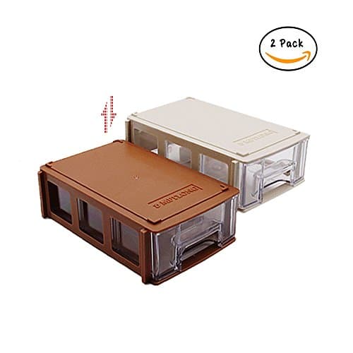 Plastic Components Storage Cases Boxes with 2 Detachable Slots Drawer Multi-style DIY Splicing for Arduino kits Laboratory Electronic Components and Small Tools (2pcs Brown &amp; White)